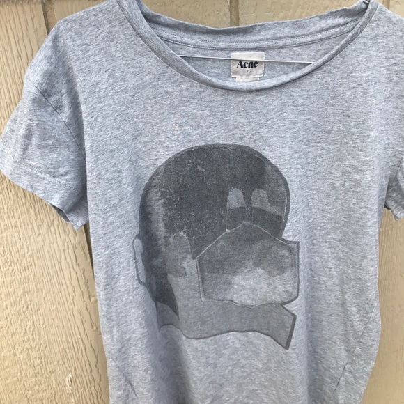 COPY - ACNE SZ GRAPHIC TOP COTTON GREY CUTE SHIRT - Picture 2 of 3